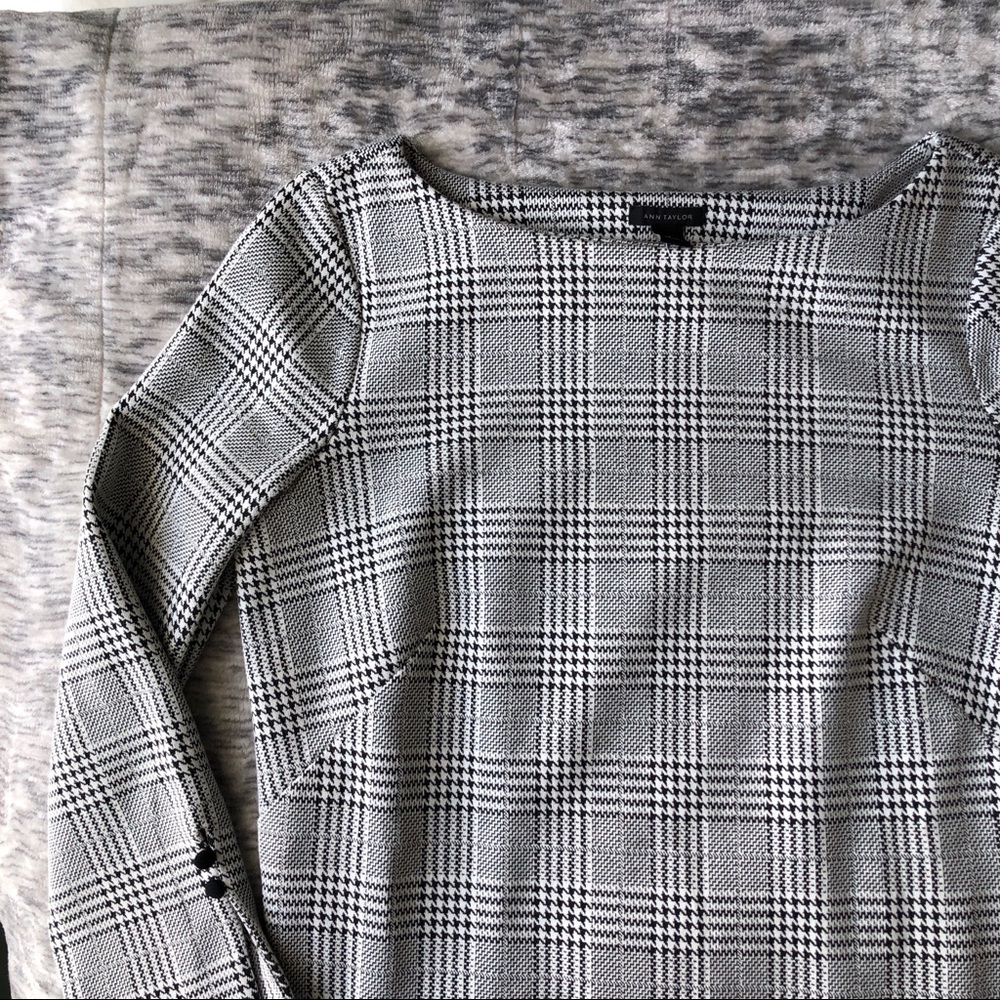 Ann Taylor Long-sleeve Plaid Shift Dress